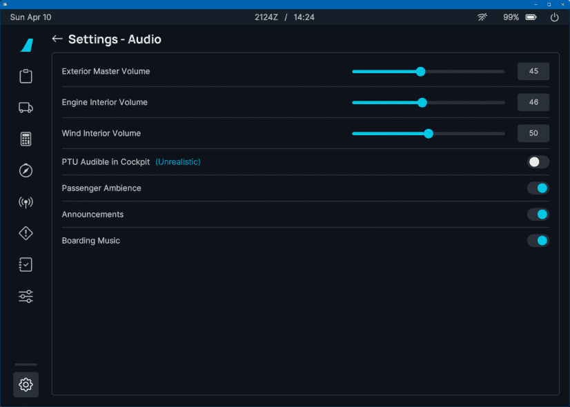 EFB Audio Settings