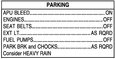 Parking Checklist